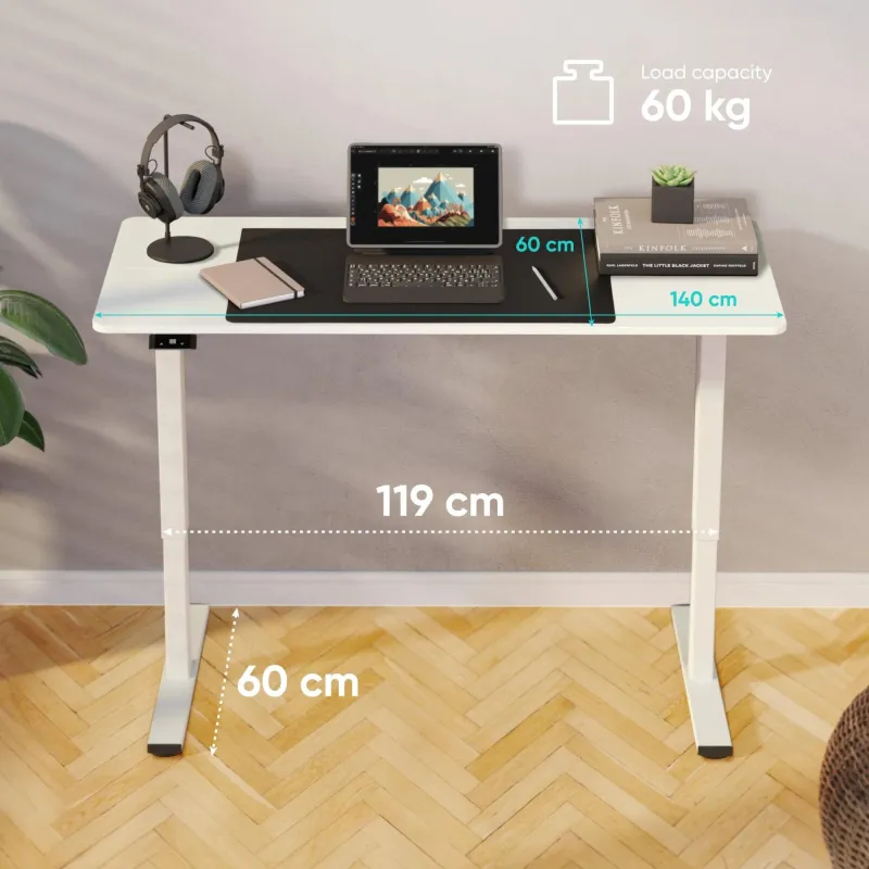 Desk motorised-white wdt221e-w onkron