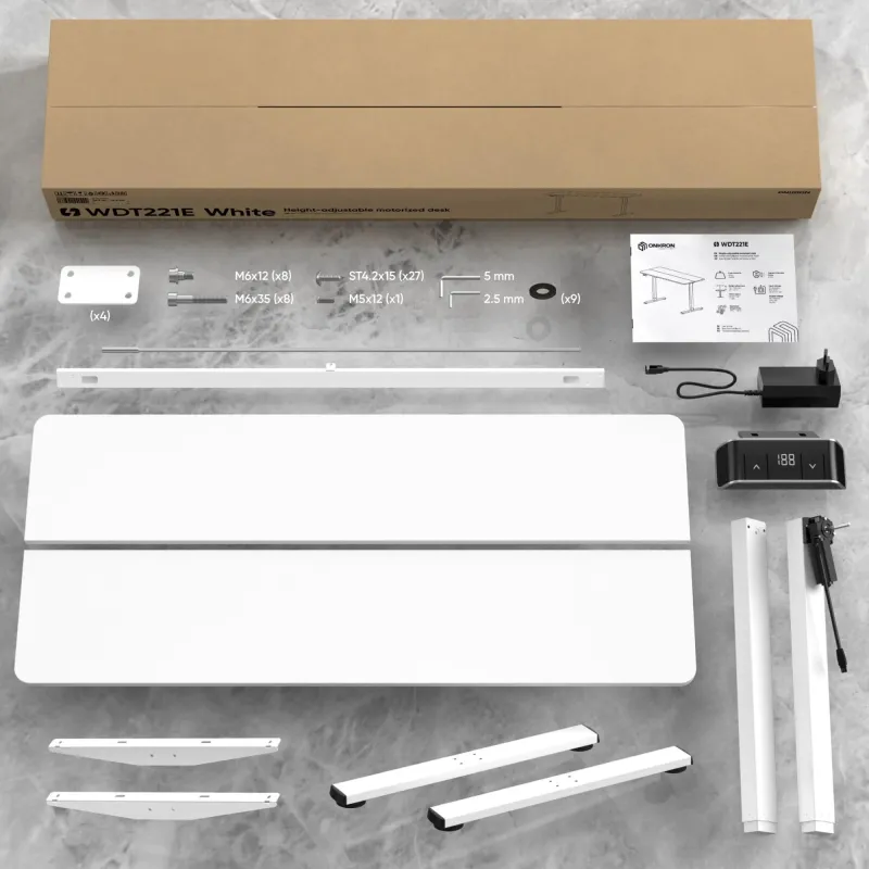 Desk motorised-white wdt221e-w onkron