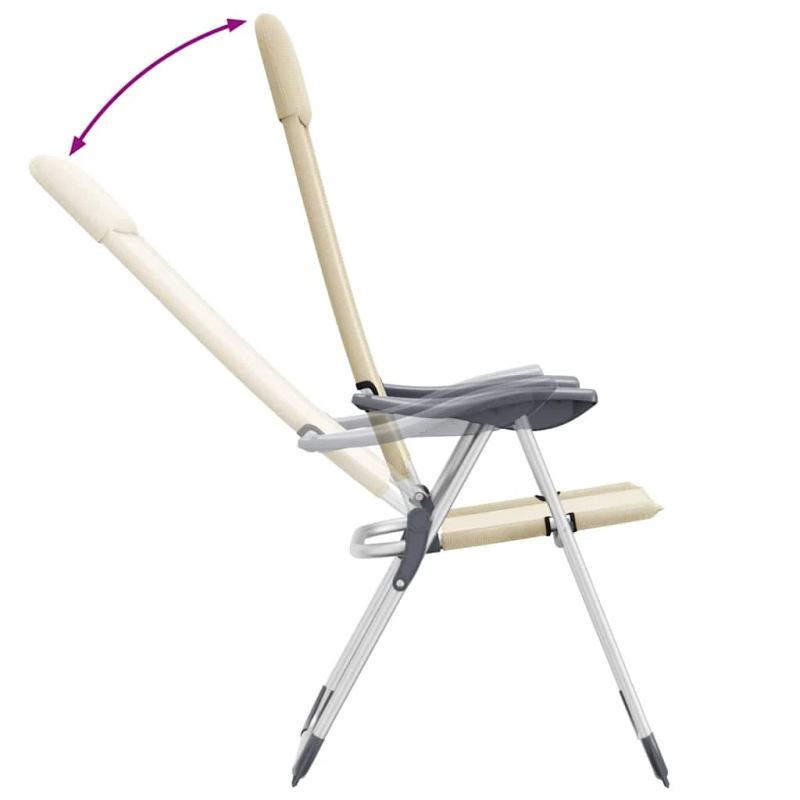 vidaXL kempinga krēsli, 2 gab., krēmkrāsā, alumīnijs, salokāmi