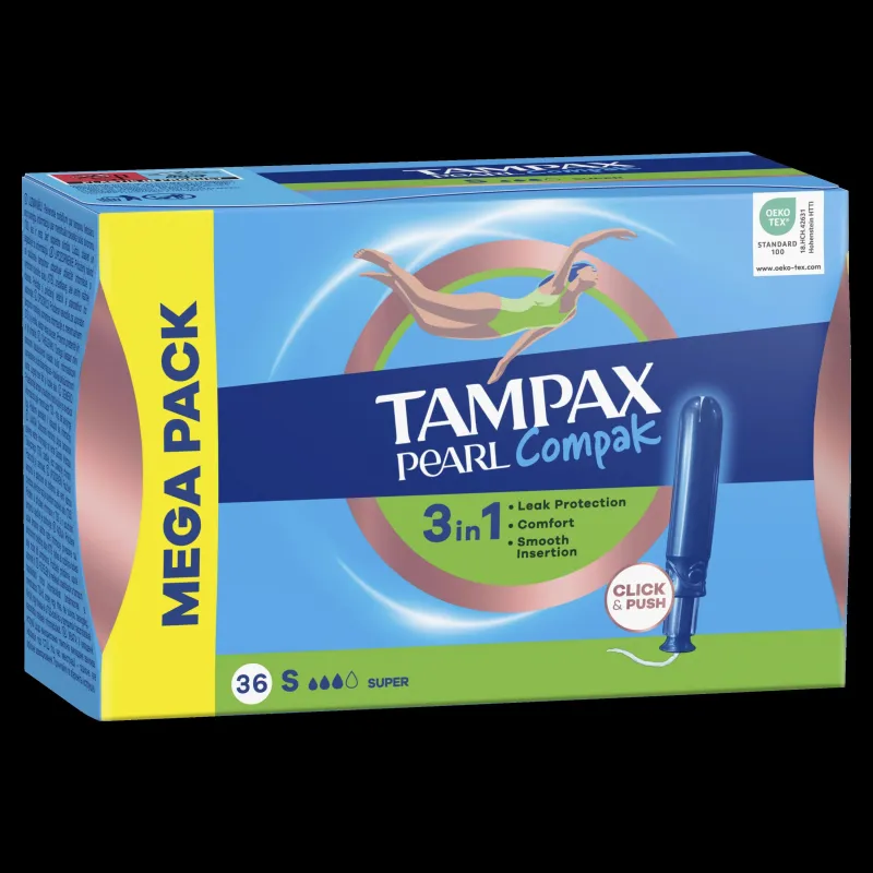 Tampax Compak Pearl Super Tamponi Ar Aplikatoru, 36 gab