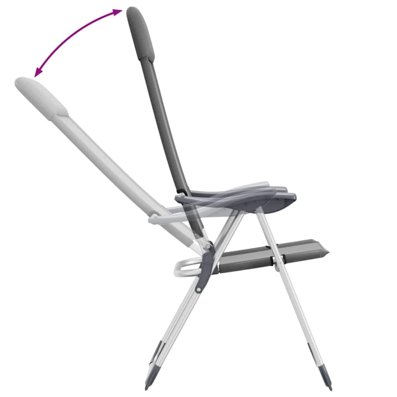 vidaXL kempinga krēsli, 4 gab., pelēki, alumīnijs, salokāmi