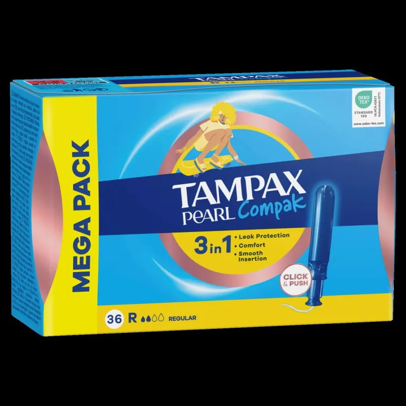 Tampax Compak Pearl Regular Tamponi Ar Aplikatoru, 36 gab