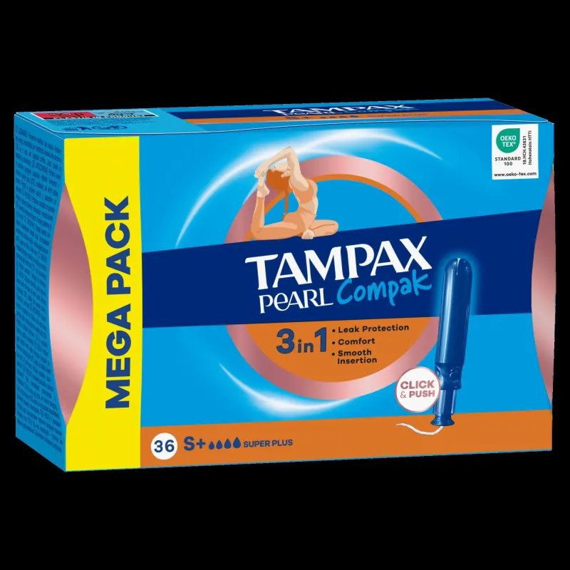 Tampax Compak Pearl Super Plus Tamponi Ar Aplikatoru, 36 gab
