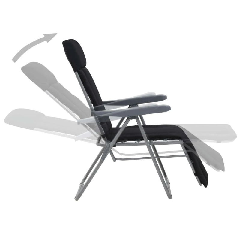 vidaXL salokāmi dārza krēsli ar matračiem, 2 gab., melni