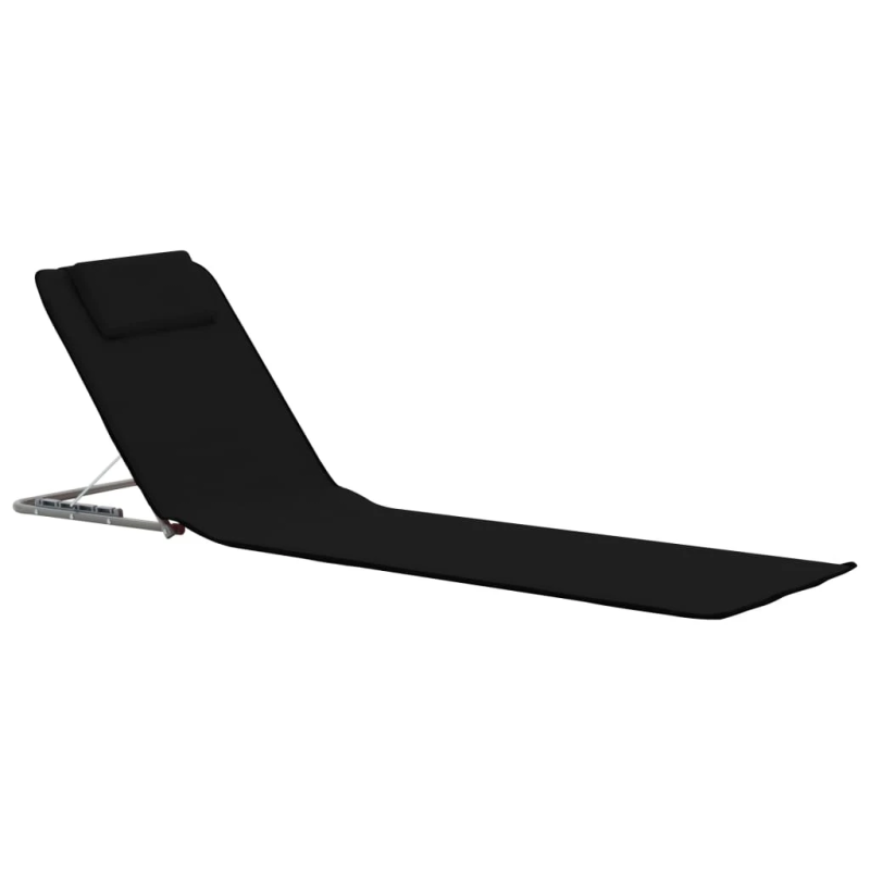 vidaXL salokāmi pludmales paklājiņi, 2 gab., tērauds un audums, melni