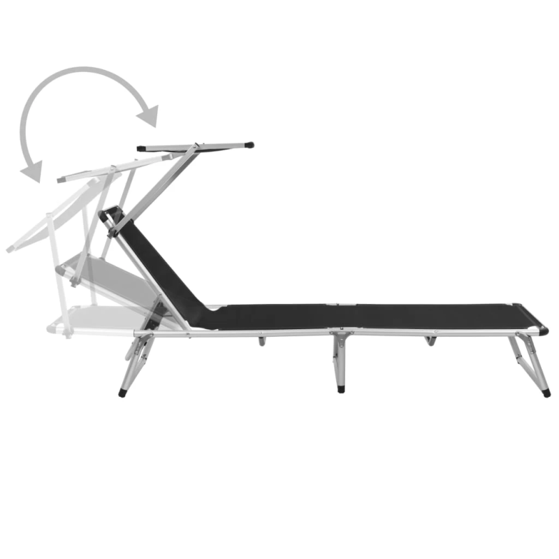 vidaXL saliekams sauļošanās zvilnis ar jumtiņu, alumīnijs, tekstilēns