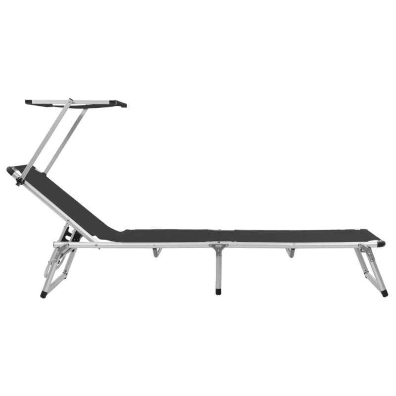 vidaXL saliekams sauļošanās zvilnis ar jumtiņu, alumīnijs, tekstilēns