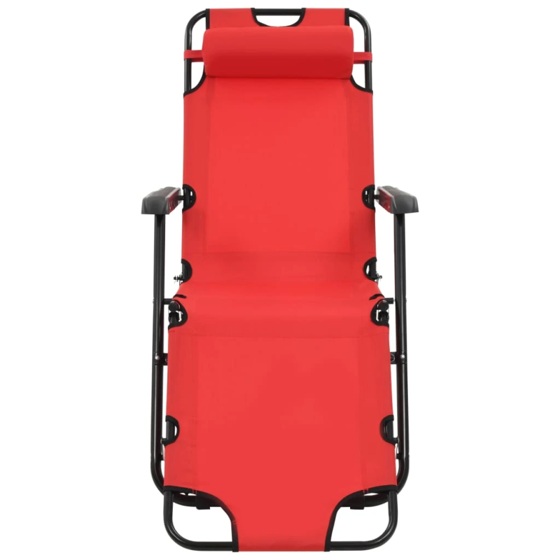 vidaXL sauļošanās krēsli, 2 gab., ar kāju balstu, tērauds, sarkani