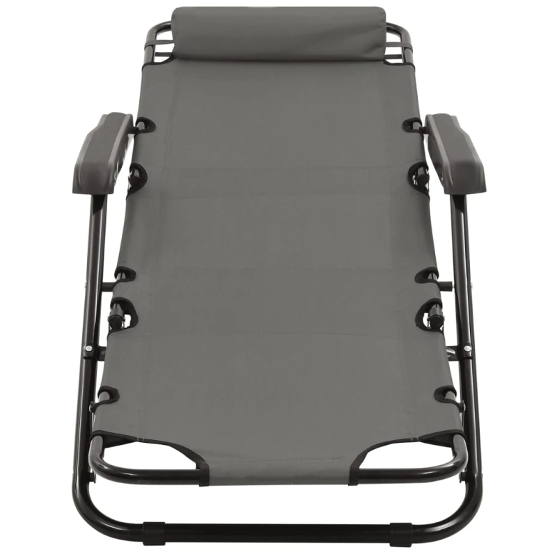 vidaXL sauļošanās krēsli, 2 gab., ar kāju balstu, tērauds, pelēki