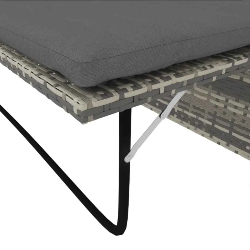 vidaXL 2-daļīgs dārza atpūtas mēbeļu komplekts ar matračiem, pelēks PE