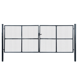 vidaXL dārza vārti, sieta, cinkots tērauds, 400x150 cm, pelēki