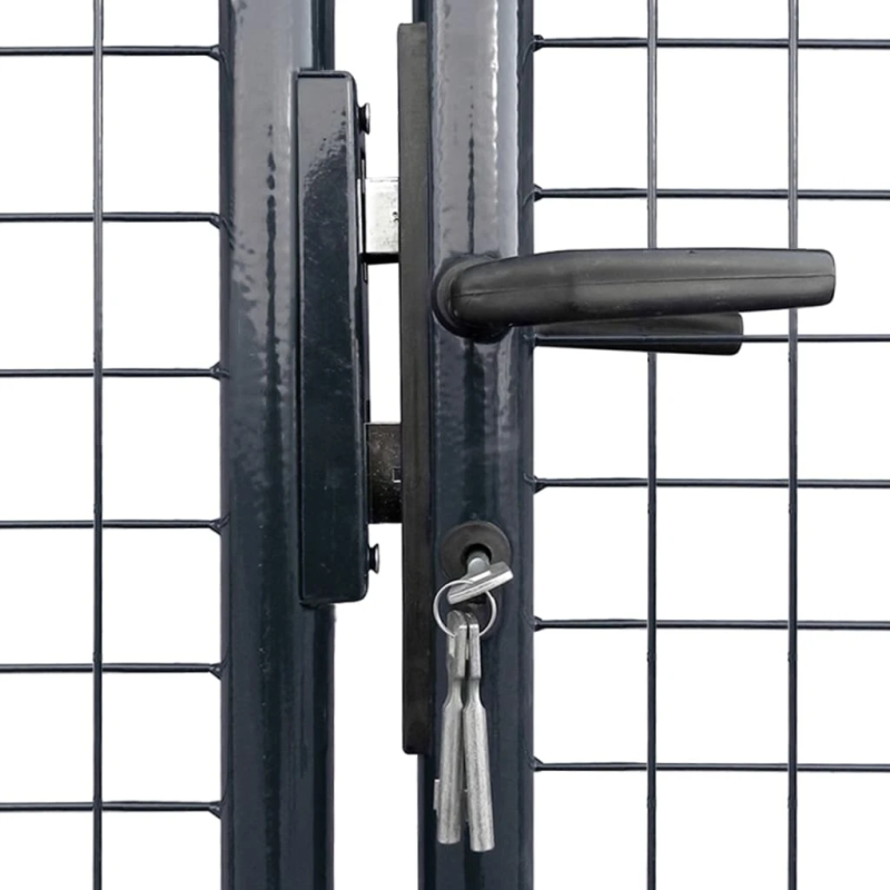 vidaXL dārza vārti, sieta, cinkots tērauds, 400x150 cm, pelēki