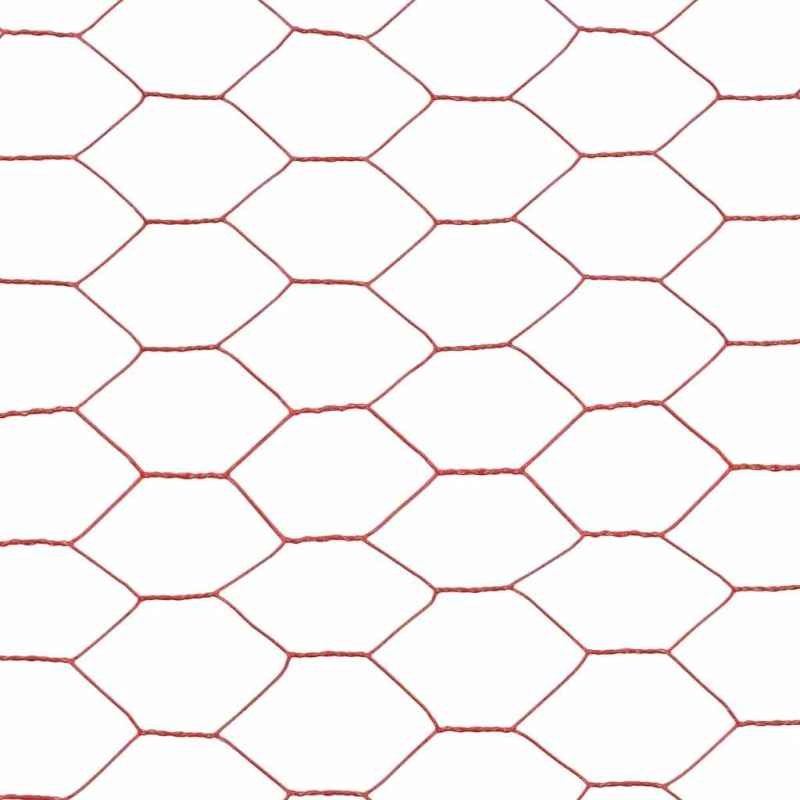vidaXL stiepļu žogs, tērauds ar PVC pārklājumu, 25x1 m, sarkans