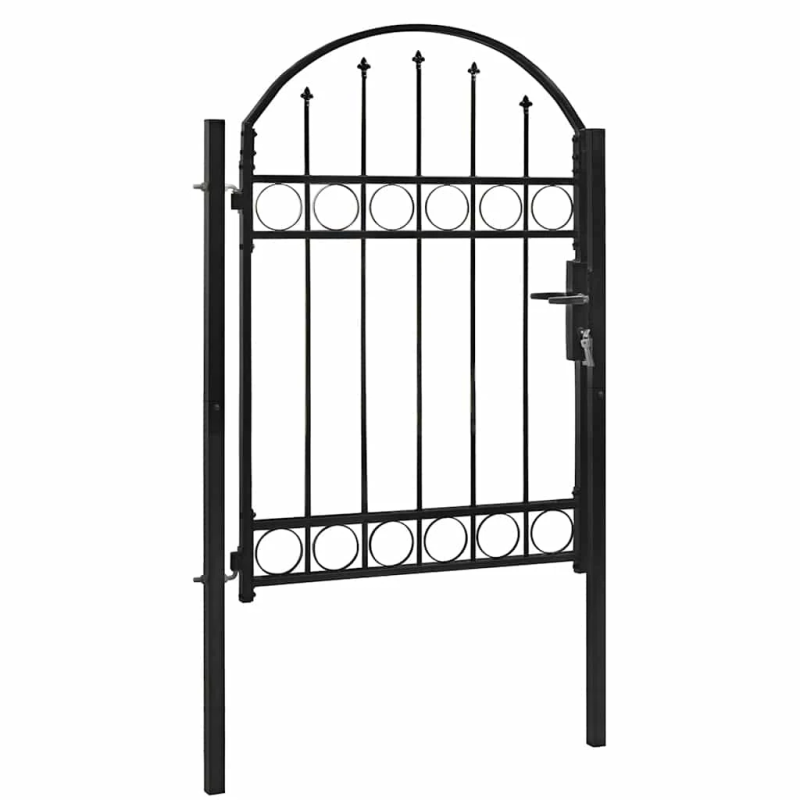 vidaXL žoga vārti ar arkveida augšdaļu, tērauds, 104x125 cm, melni