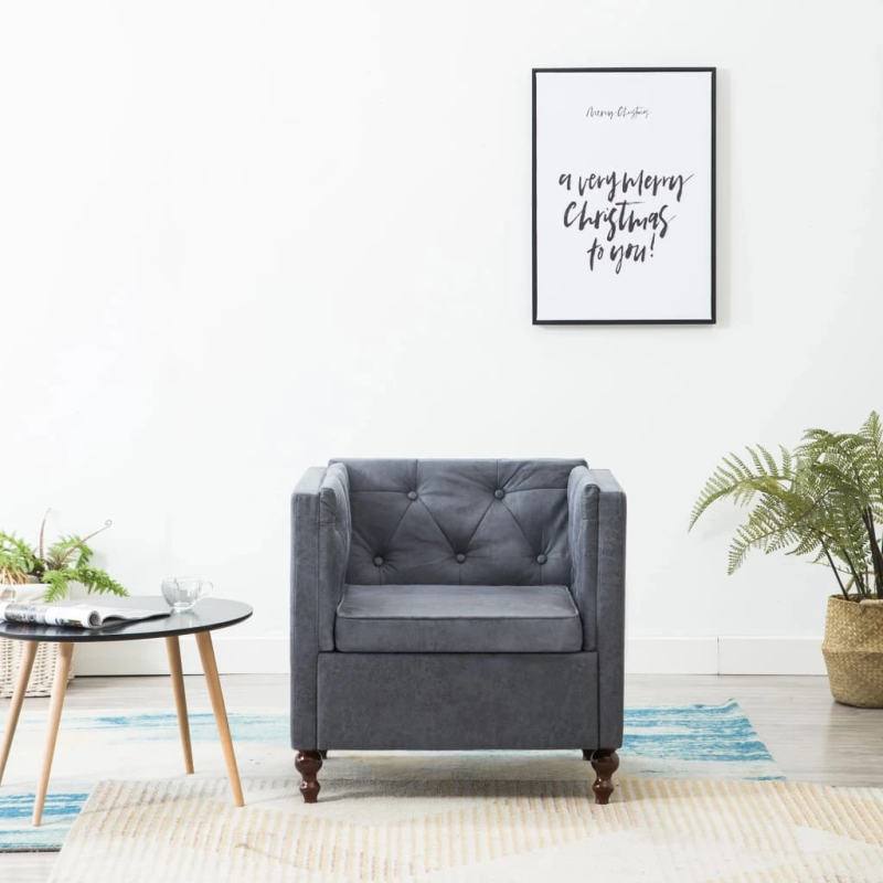 vidaXL atpūtas krēsls, pelēks audums