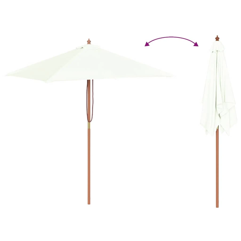 vidaXL dārza saulessargs ar koka kātu, smilškrāsas, 150x200 cm