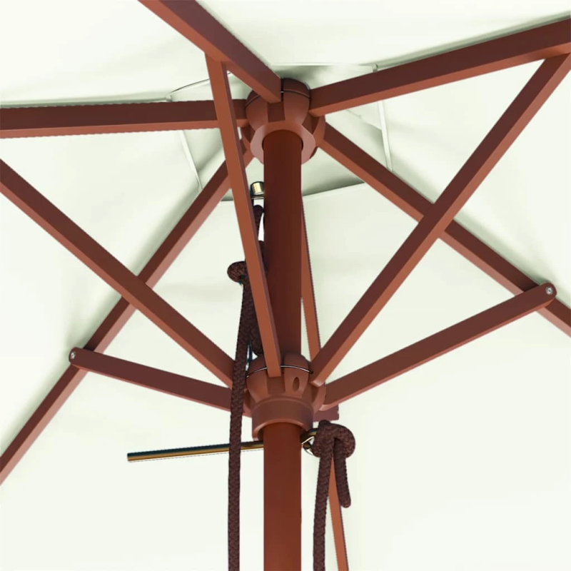 vidaXL dārza saulessargs ar koka kātu, smilškrāsas, 150x200 cm