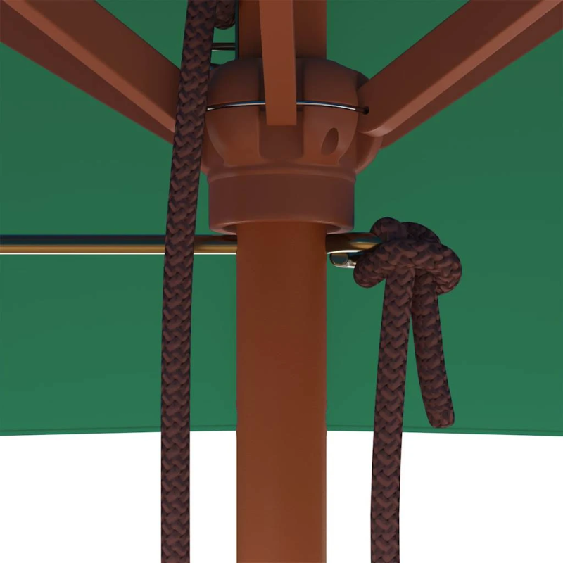 vidaXL dārza saulessargs ar koka kātu, zaļš, 150x200 cm