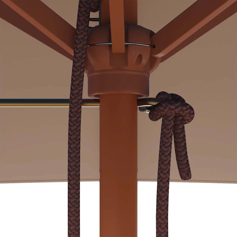 vidaXL dārza saulessargs ar koka kātu, pelēkbrūns, 150x200 cm