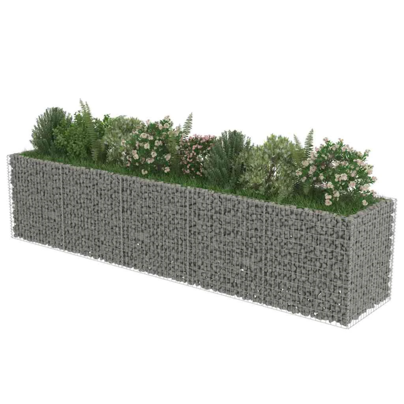vidaXL gabions, augstā puķu kaste, cinkots tērauds, 450x90x100 cm