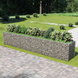 vidaXL gabions, augstā puķu kaste, cinkots tērauds, 540x90x100 cm