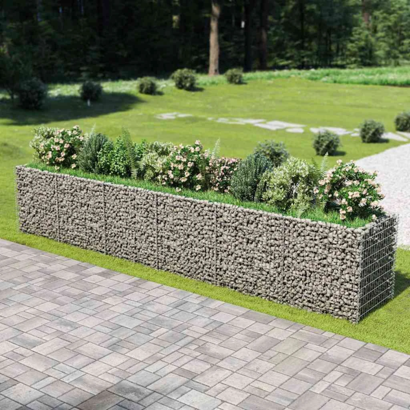 vidaXL gabions, augstā puķu kaste, cinkots tērauds, 540x90x100 cm