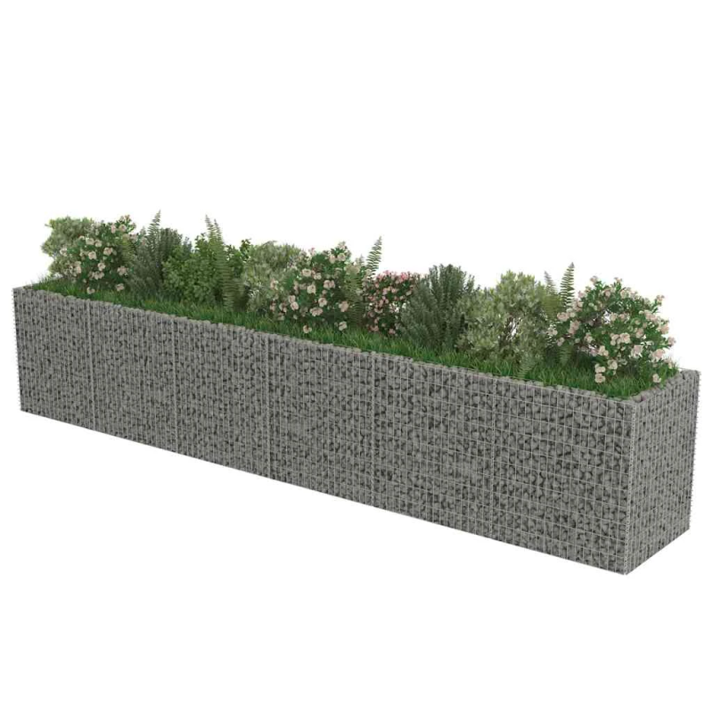 vidaXL gabions, augstā puķu kaste, cinkots tērauds, 540x90x100 cm