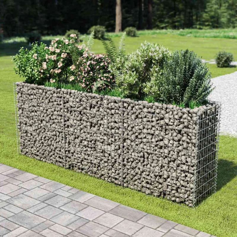 vidaXL gabions, augstā puķu kaste, cinkots tērauds, 270x50x100 cm