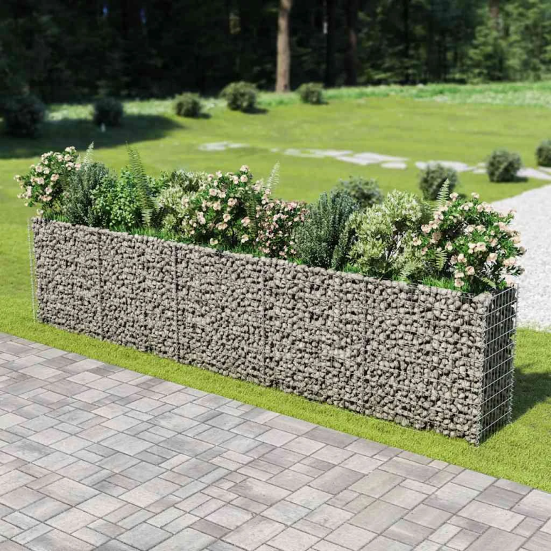 vidaXL gabions, augstā puķu kaste, cinkots tērauds, 450x50x100 cm