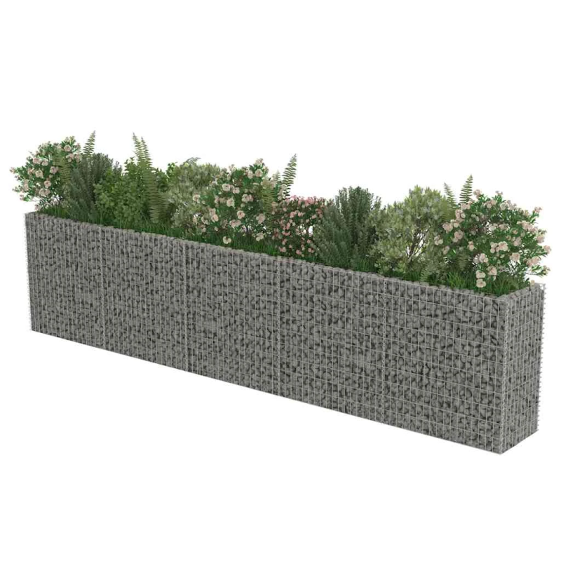 vidaXL gabions, augstā puķu kaste, cinkots tērauds, 450x50x100 cm