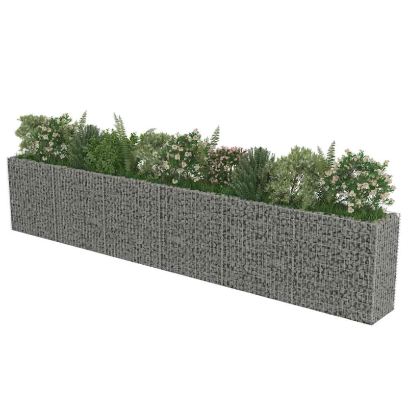 vidaXL gabions, augstā puķu kaste, cinkots tērauds, 540x50x100 cm