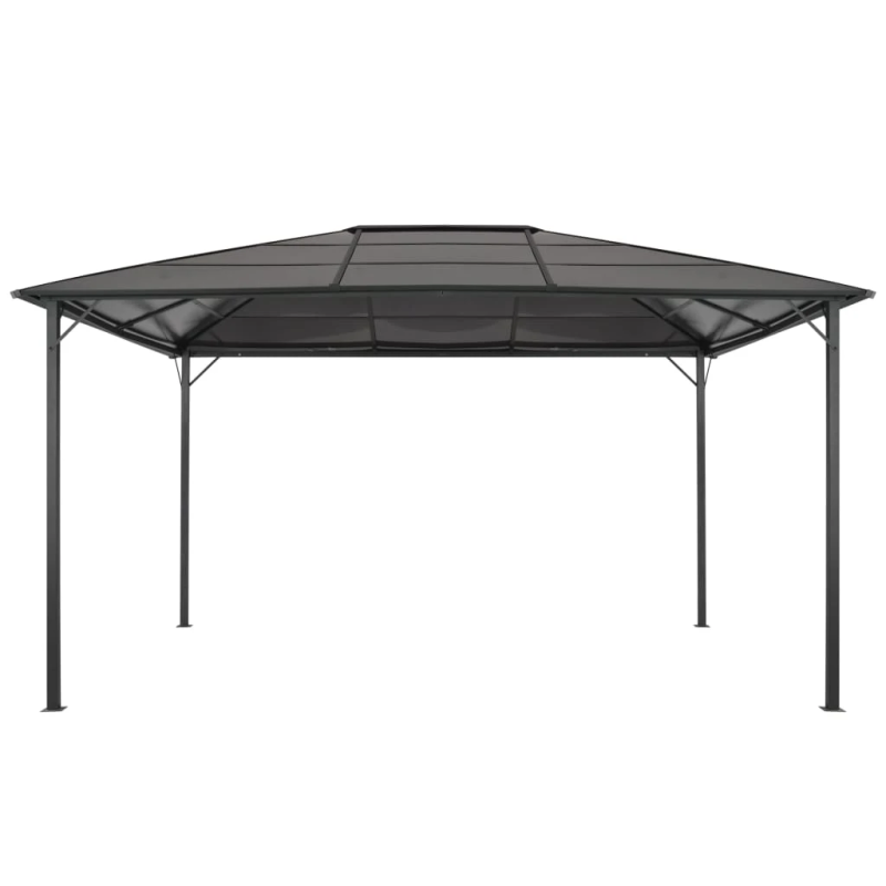 vidaXL dārza nojume ar jumtu, alumīnijs, 4x3x2,6 m, melna