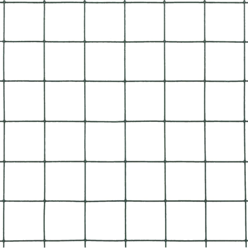 vidaXL stiepļu žogs, tērauds ar PVC pārklājumu, 10x0,5 m, zaļš