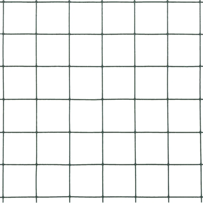 vidaXL stiepļu žogs, tērauds ar PVC pārklājumu, 25x0,5 m, zaļš