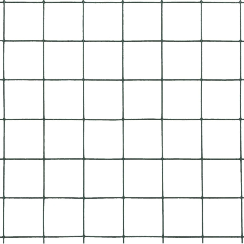 vidaXL stiepļu žogs, tērauds ar PVC pārklājumu, 25x0,5 m, zaļš