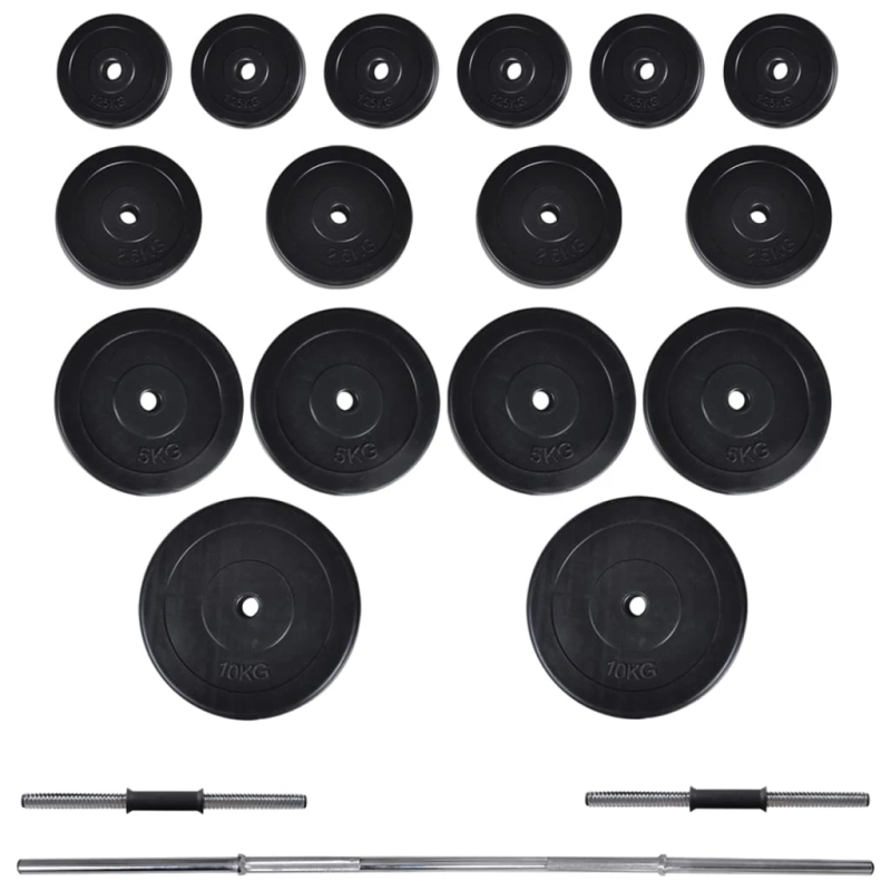 vidaXL treniņu sols ar hantelēm un stieni, 60,5 kg