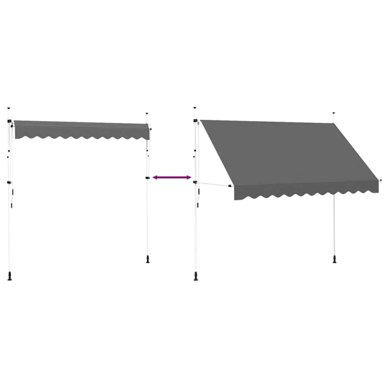 vidaXL izvelkama markīze, 300 cm, manuāli darbināma, antracītpelēka