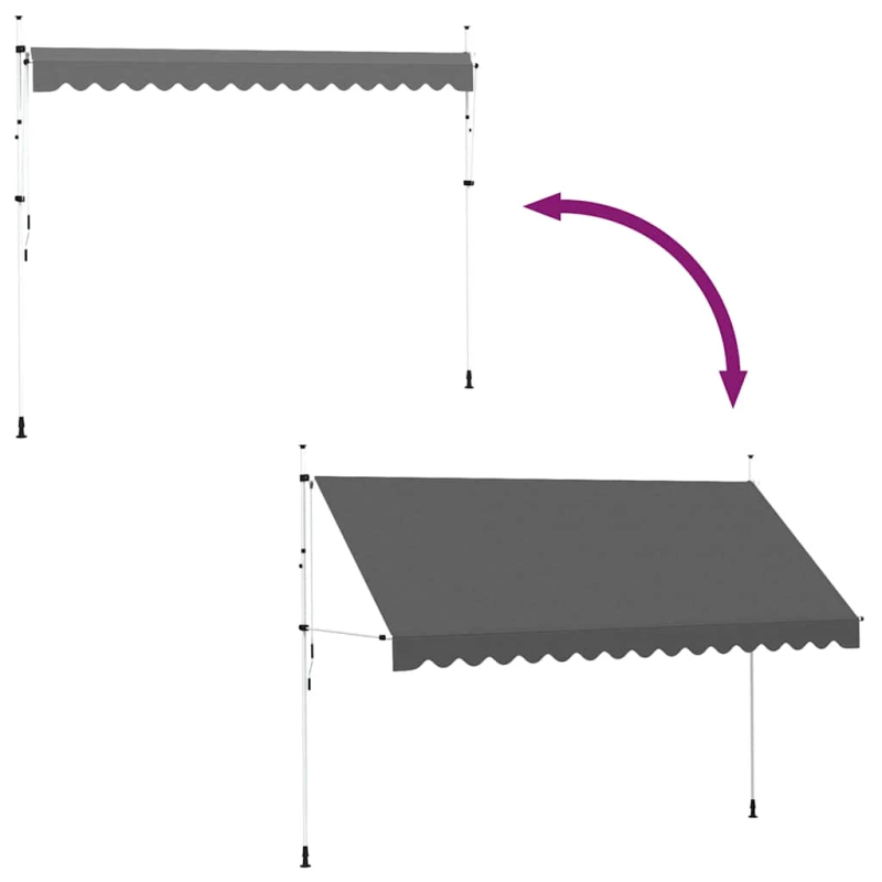 vidaXL izvelkama markīze, 400 cm, manuāla, antracītpelēka
