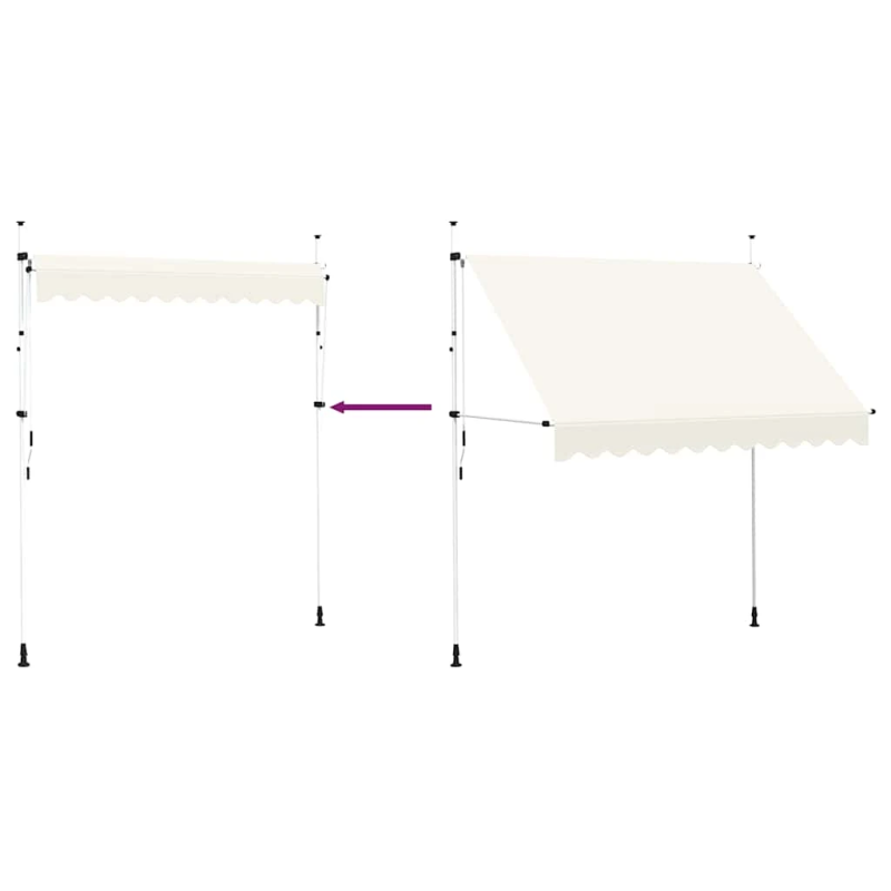 vidaXL markīze, krēmkrāsā, 250 cm, manuāli darbināma, sarullējama
