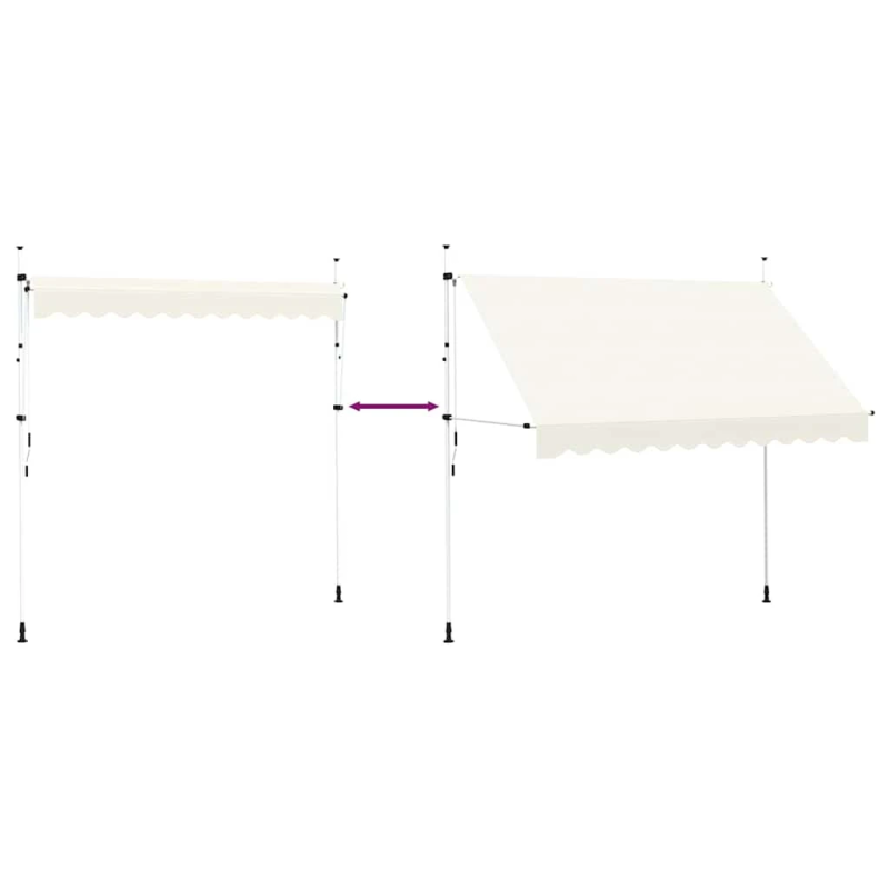 vidaXL markīze, krēmkrāsā, 300 cm, manuāli darbināma, sarullējama