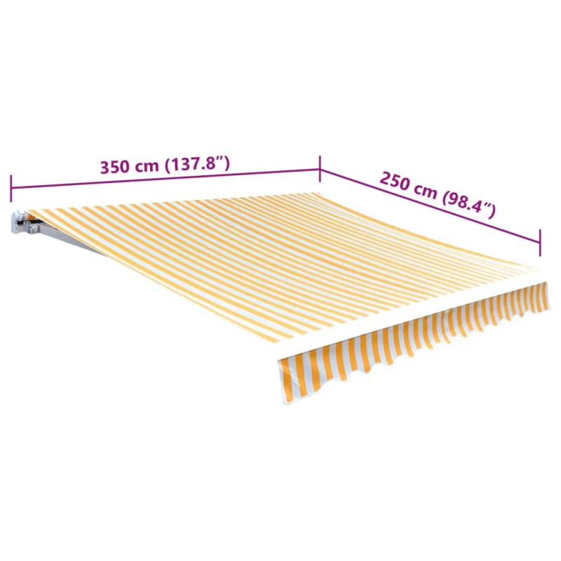 vidaXL markīzes jumts, oranžs ar baltu, 350x250 cm