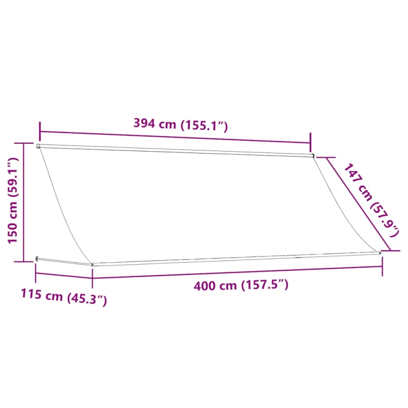 vidaXL markīze, 400x150 cm, sarullējama, dzeltena ar baltu