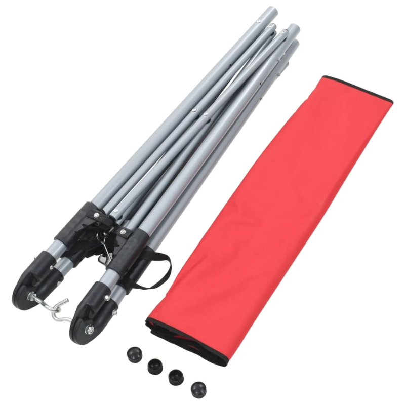 vidaXL šūpuļtīkls ar saliekamu statīvu, sarkans