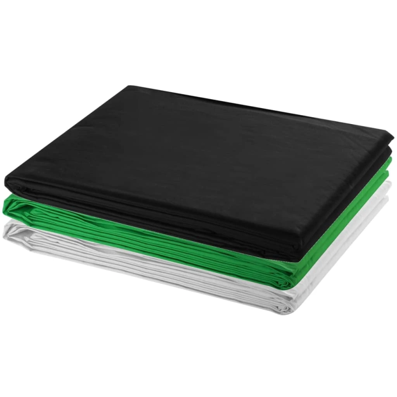 vidaXL fotostudijas fonu komplekts, 3 gab., regulējams rāmis, 3x6 m