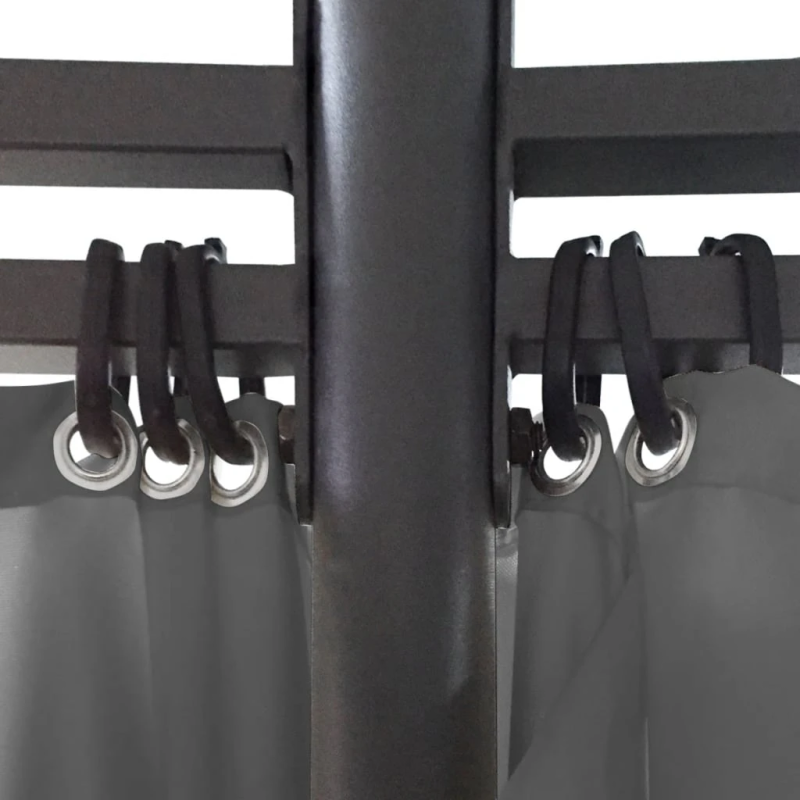 vidaXL dārza nojume ar aizkariem, apaļa, 3,5x2,7 m, pelēka