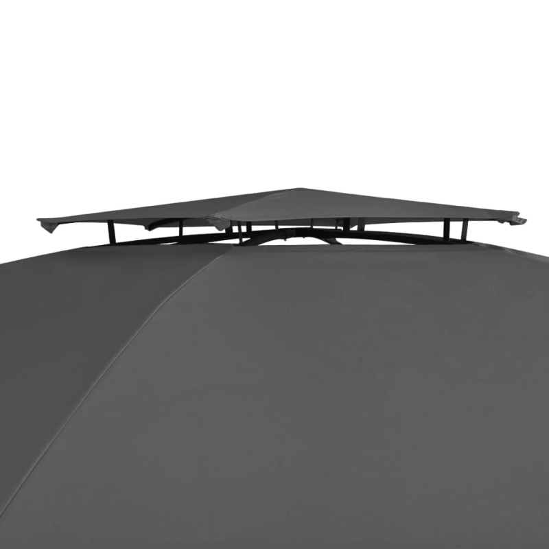 vidaXL dārza nojume, telts ar aizkariem, 360x265 cm, sešstūraina