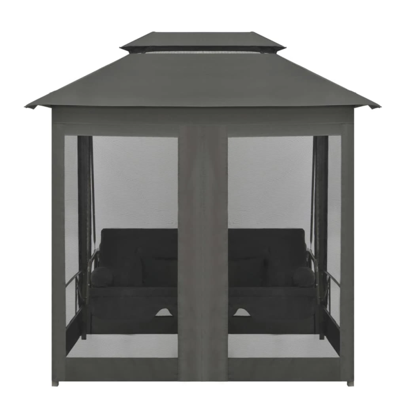 vidaXL dārza šūpuļsols ar jumtiņu, antracītpelēks, 220x160x240 cm