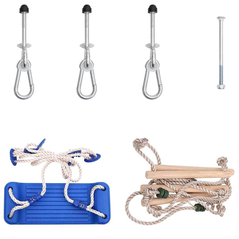 vidaXL šūpoļu sēdeklis ar virvju kāpnēm, zils polietilēns