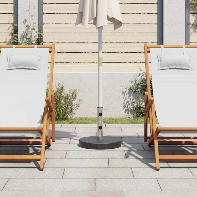 vidaXL saulessarga pamatne, melna, granīts, 20 kg, apaļa