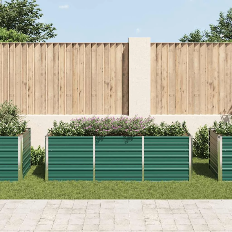 vidaXL augstā puķu kaste, cinkots tērauds, 240x80x77 cm, zaļa